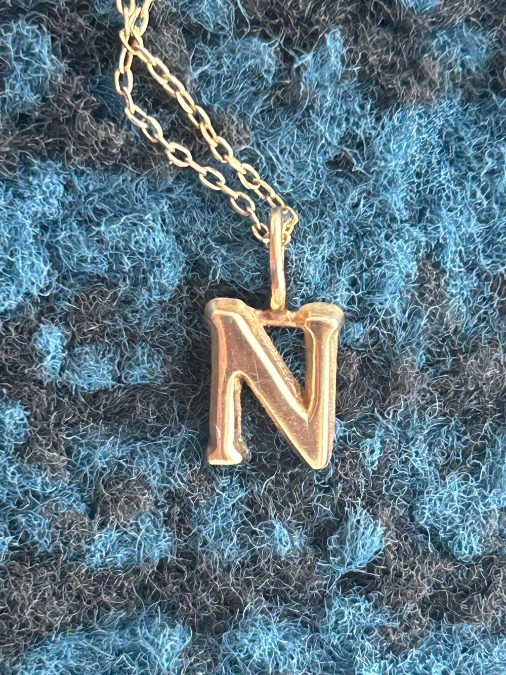 14k Yellow Gold 16" Necklace w/ Initial N